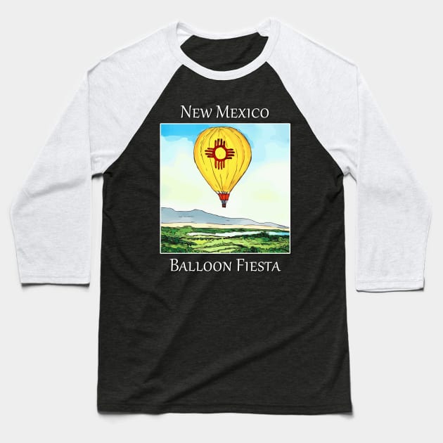 Hot air balloon flying over Albuquerque New Mexico during the Balloon Fiesta. Baseball T-Shirt by WelshDesigns